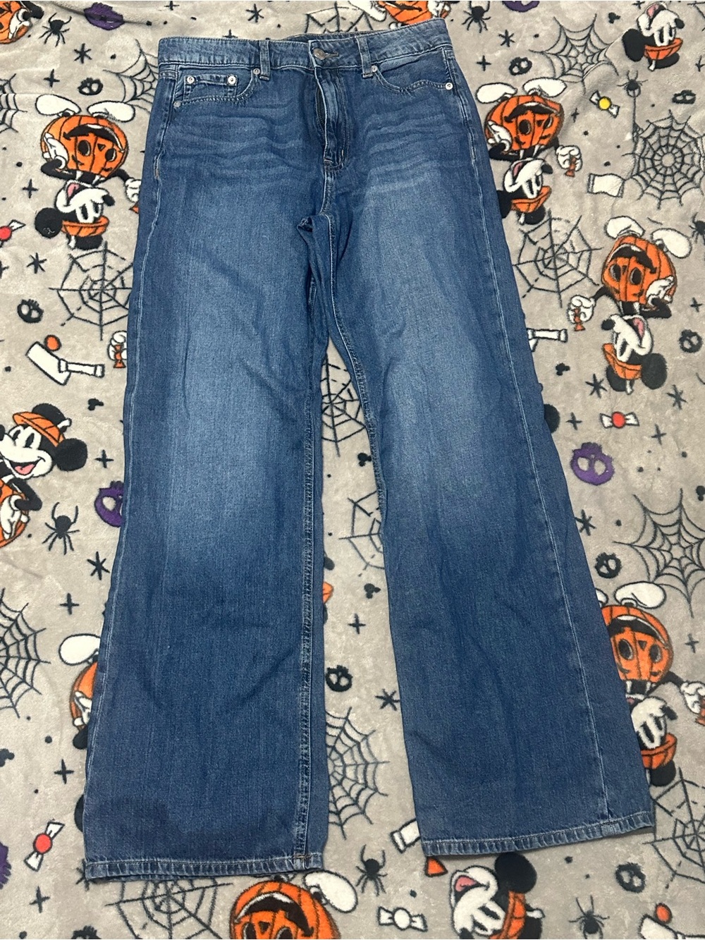 Aeropostale Women's Wide-Leg Jeans in Medium Blue Wash